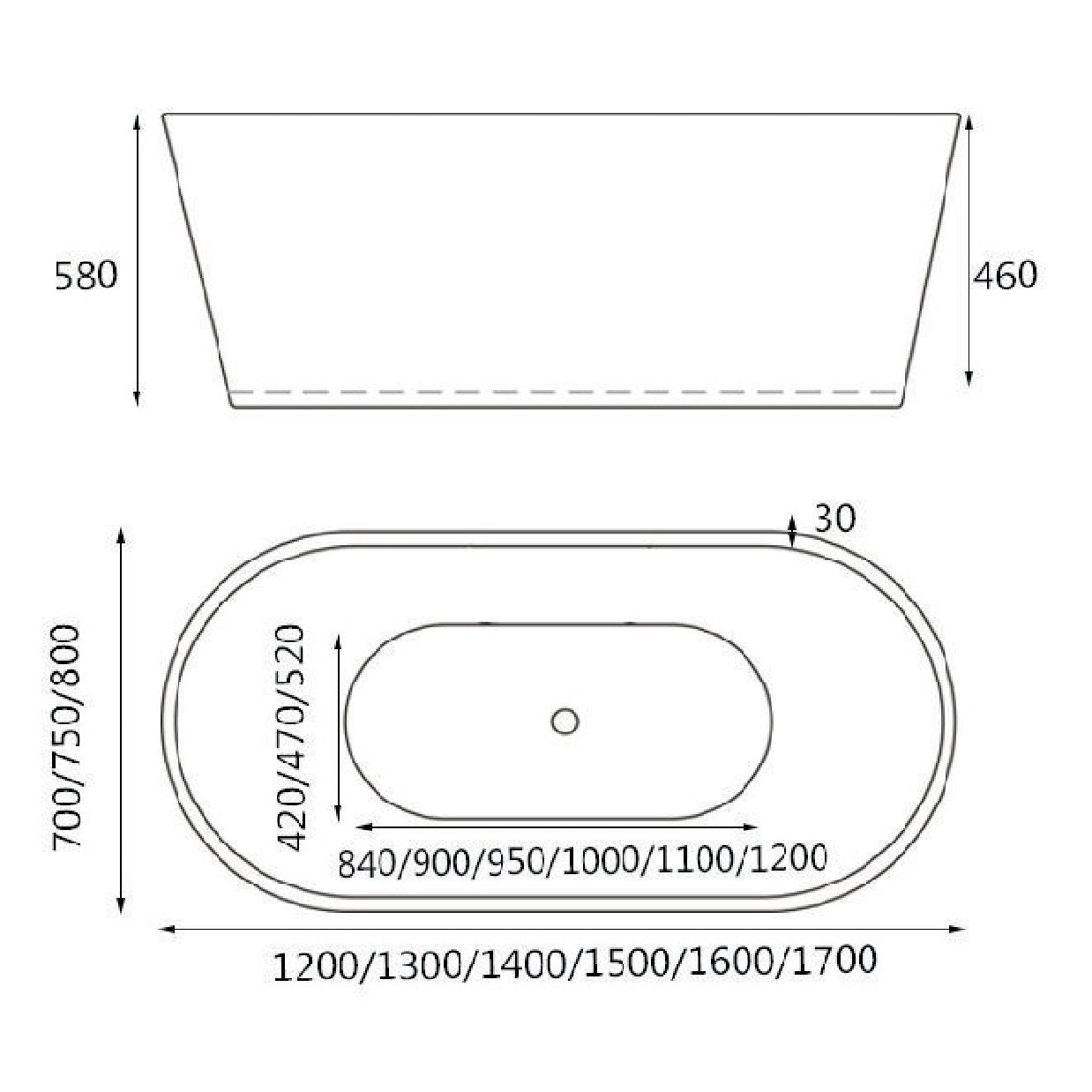HERA Bathtub 1005, Oval Stand Alone